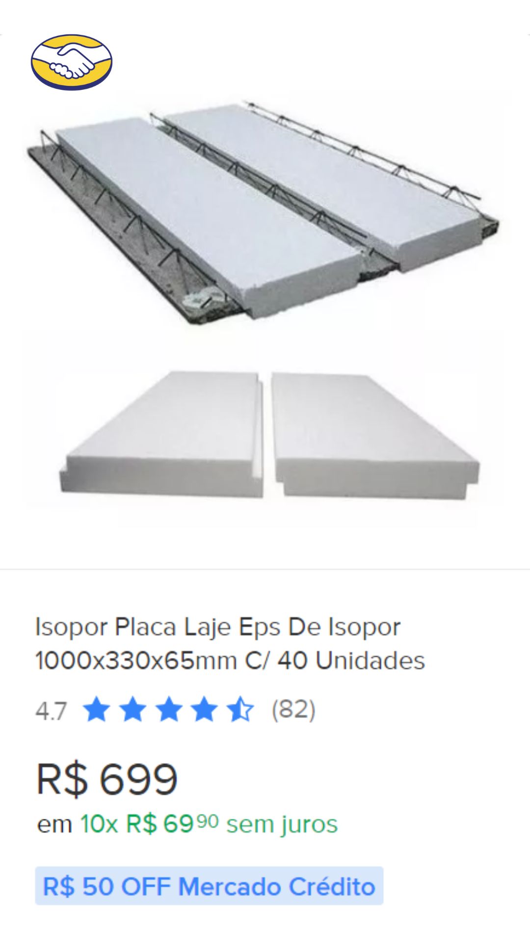 Isopor Placa Laje Eps De Isopor 1000x330x65mm